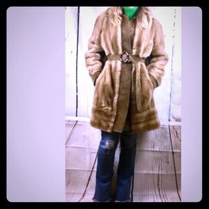 Vintage faux fur coat size xs/s brown suede
